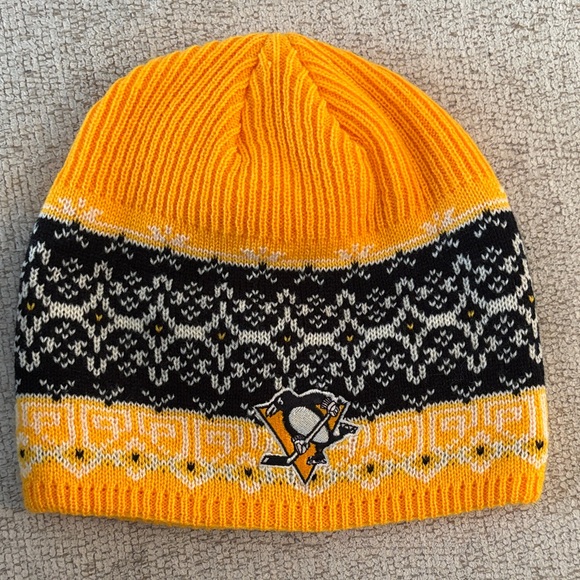 adidas Accessories - Adidas Pittsburgh Penguins Yellow and Black Knit Beanie new sample